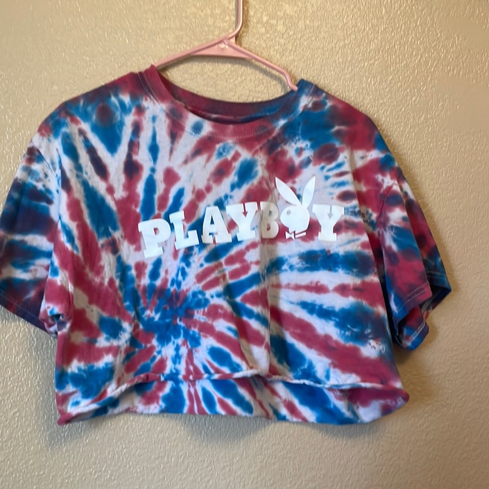 Tie Dye Playboy Crop Top. Size: L